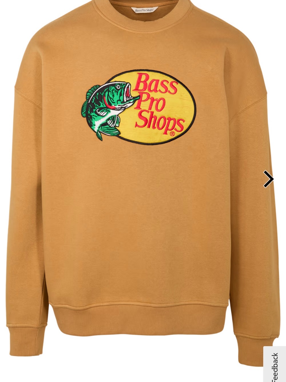 Bass Pro Shops Mustard Crewneck Sweatshirt with Logo Patch